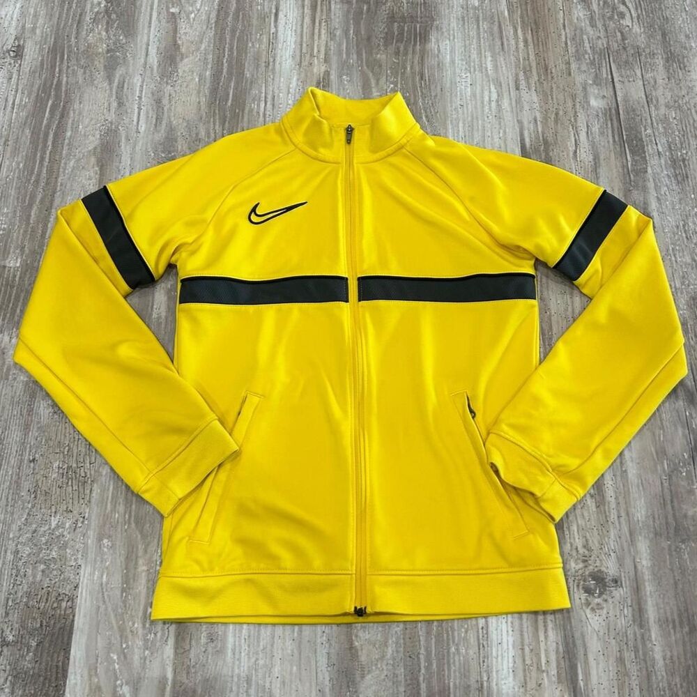Nike yellow Dri-Fit y2k streetwear athletic track jacket